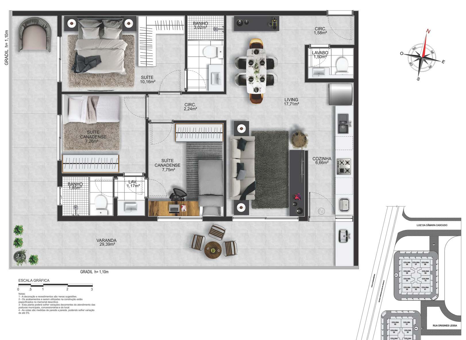 Planta do apartamento 2 quartos, 2 quartos, 78,79 m² - Pacific Way Residences