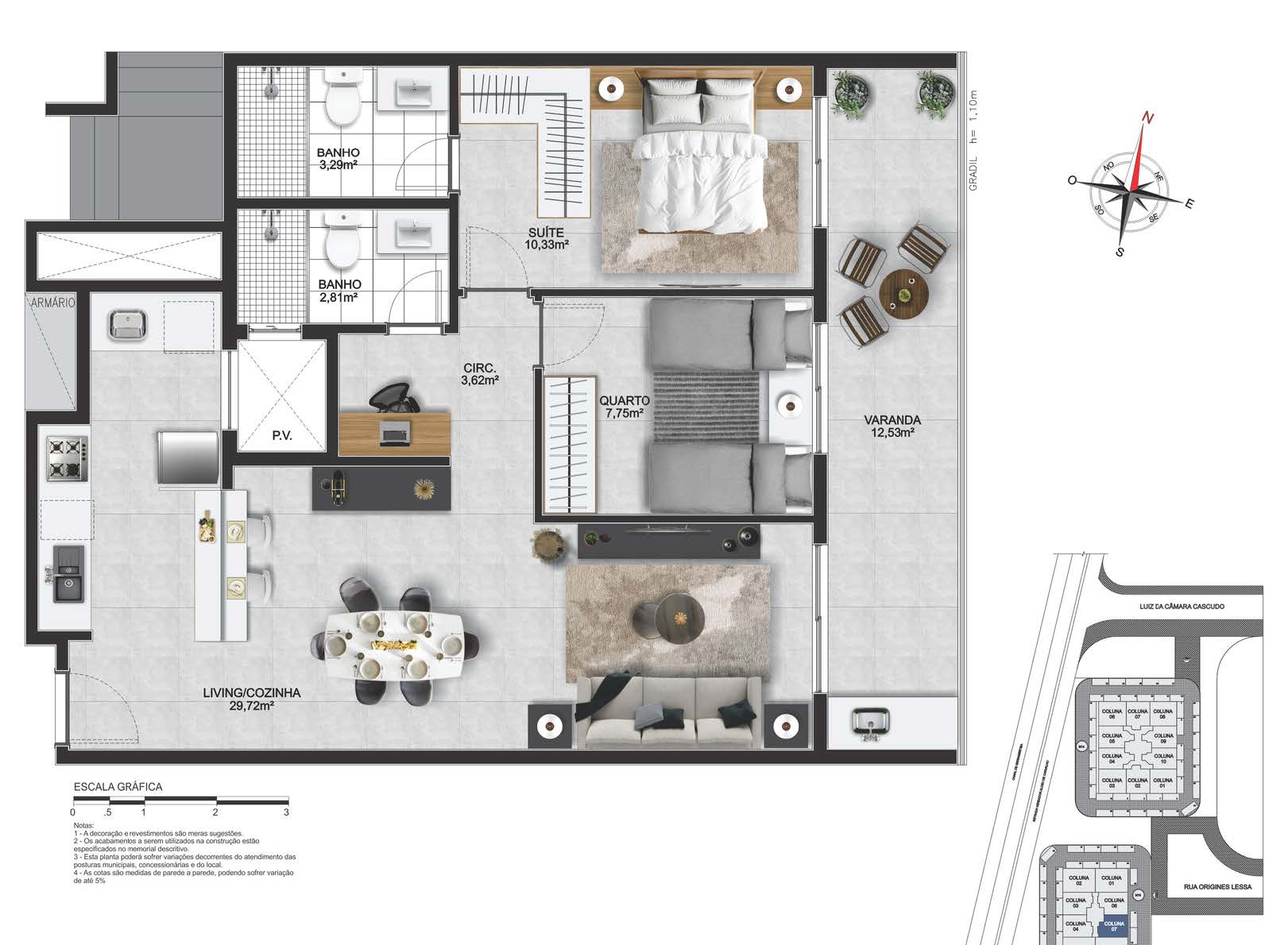 Planta do apartamento 2 quartos, 2 quartos, 78,79 m² - Pacific Way Residences